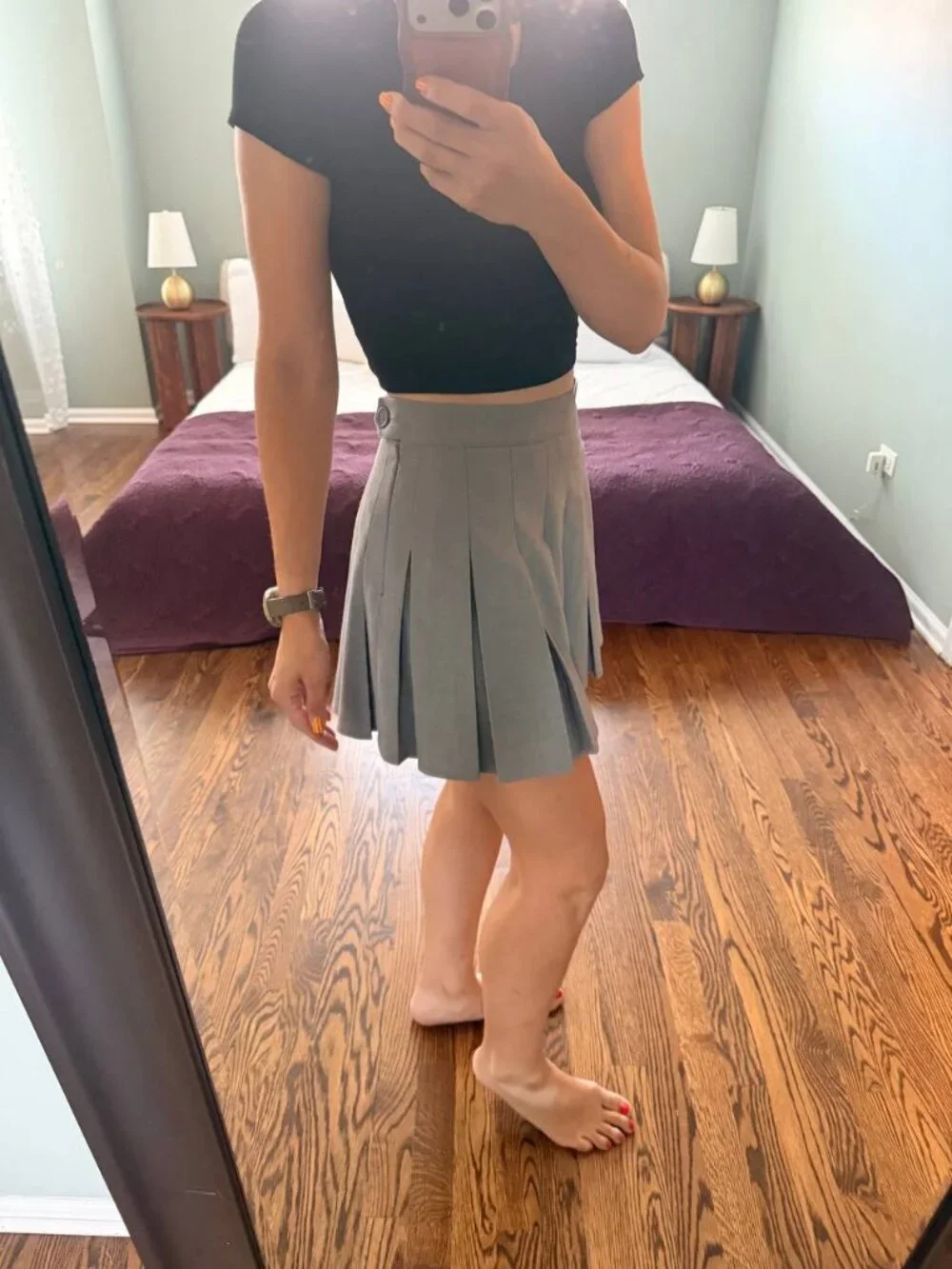 Abound Light Grey Pleated Tennis Mini Skirt